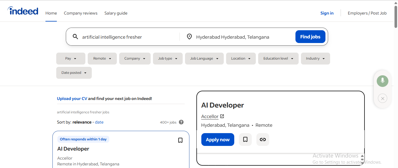 ARTIFICIAL INTELEGENT COURSR IN HYDERABAD -ARTIFICIAL INTELEGENT JOBS-GLASSDOR
