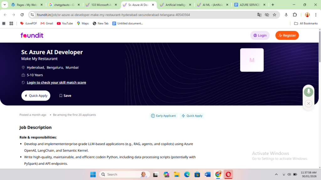 AZURE OPEN AI COURSE IN HYDERABAD JOBS IN FOUNDIT